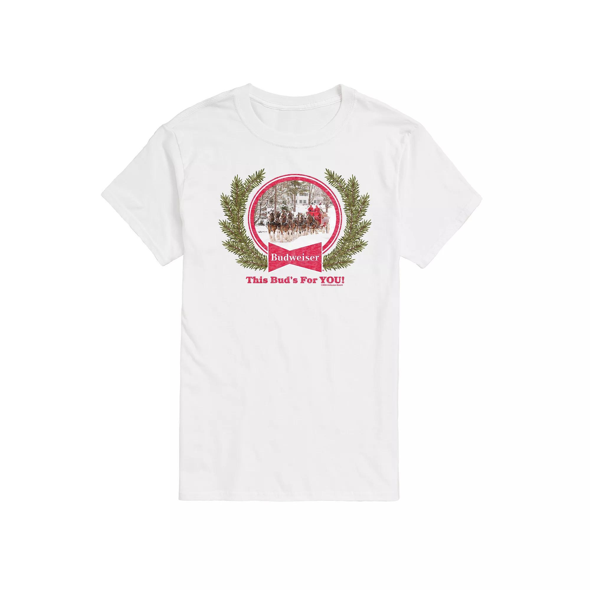 Big & Tall Budweiser Clydesdales Holiday Graphic Tee, Men's, Size: 4XB, White Product Image