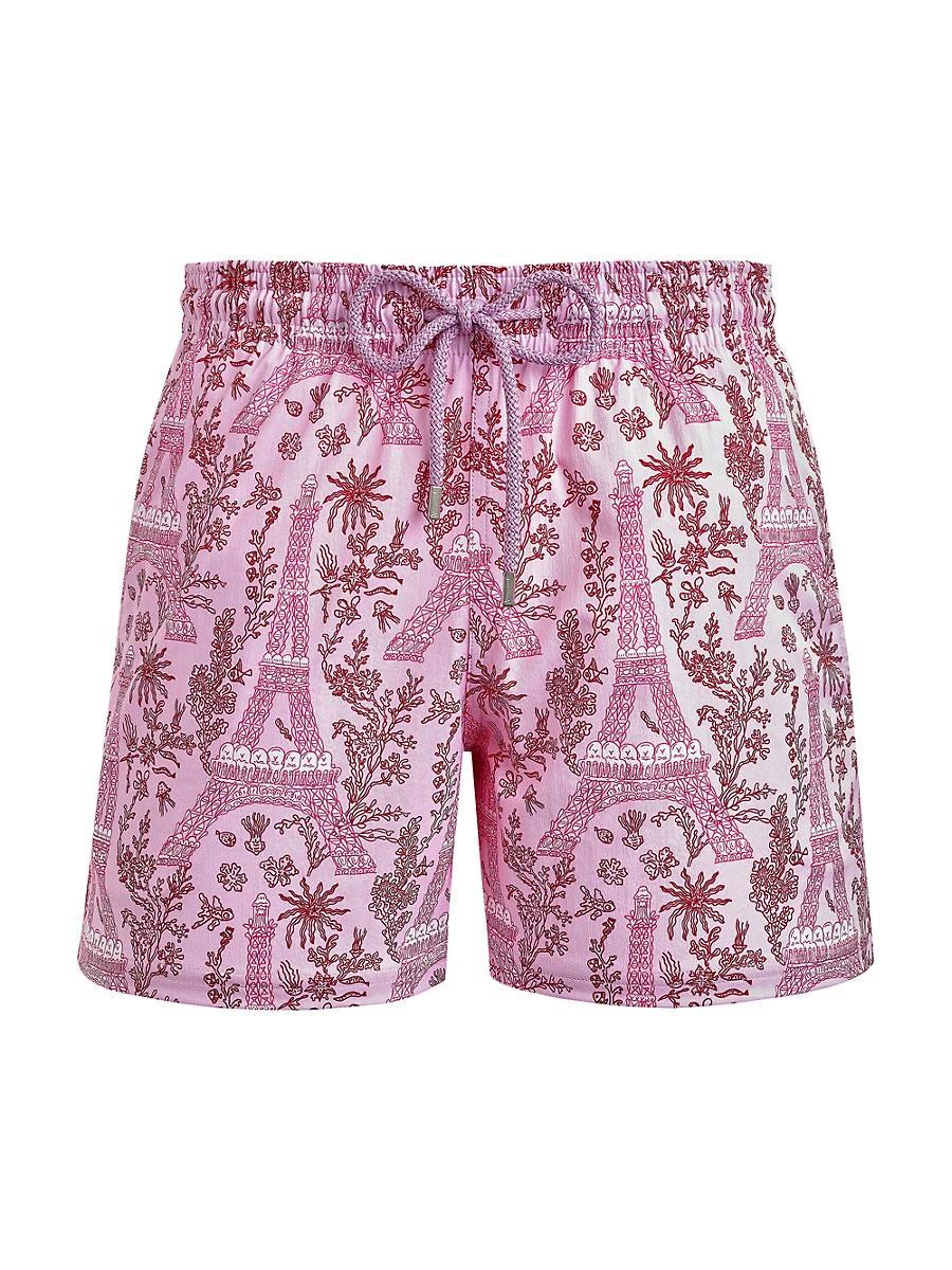 Mens Eiffel Tower Printed Swim Trunks Product Image