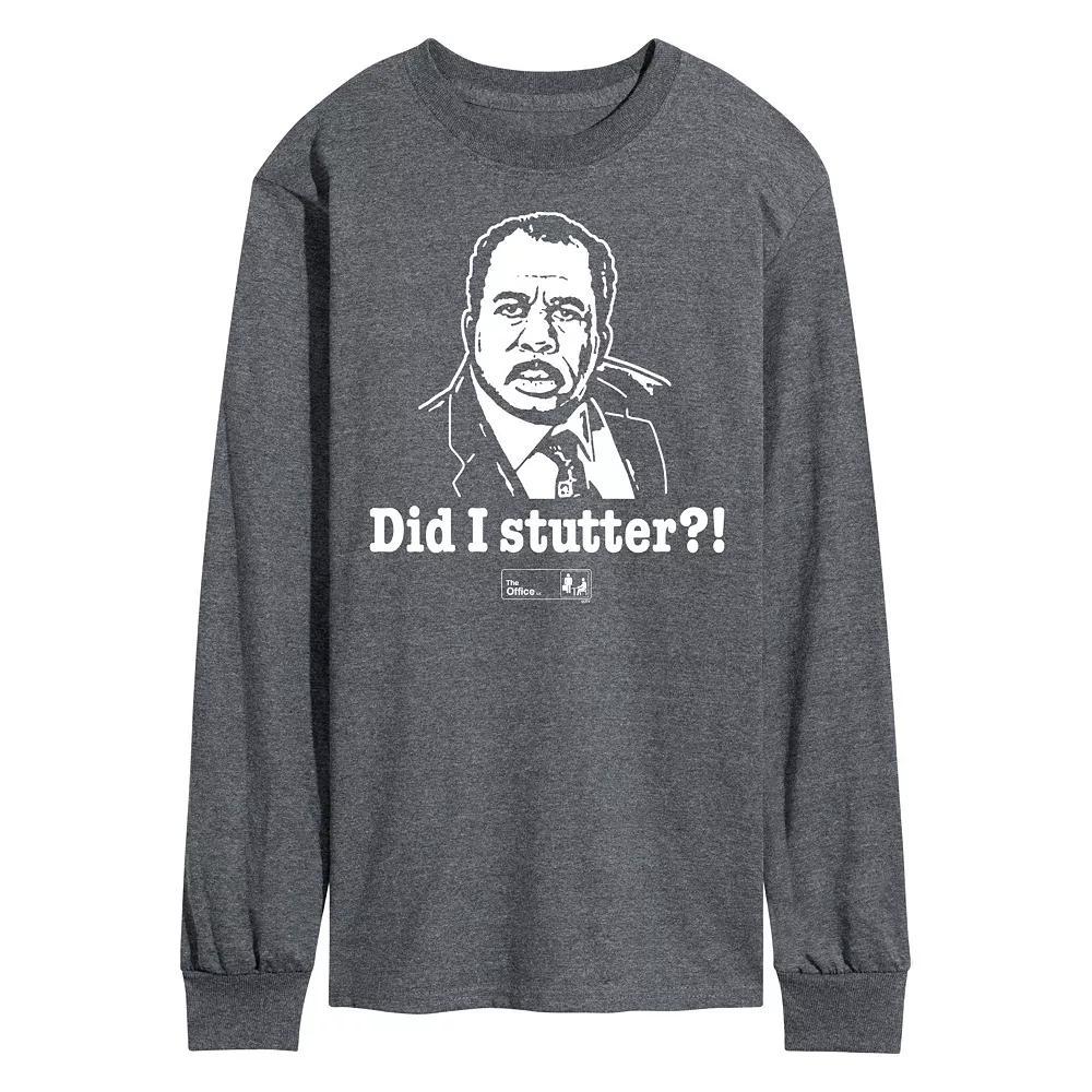 Men's The Office Did I Stutter Long Sleeve Tee, Size: Large, Dark Gray Product Image