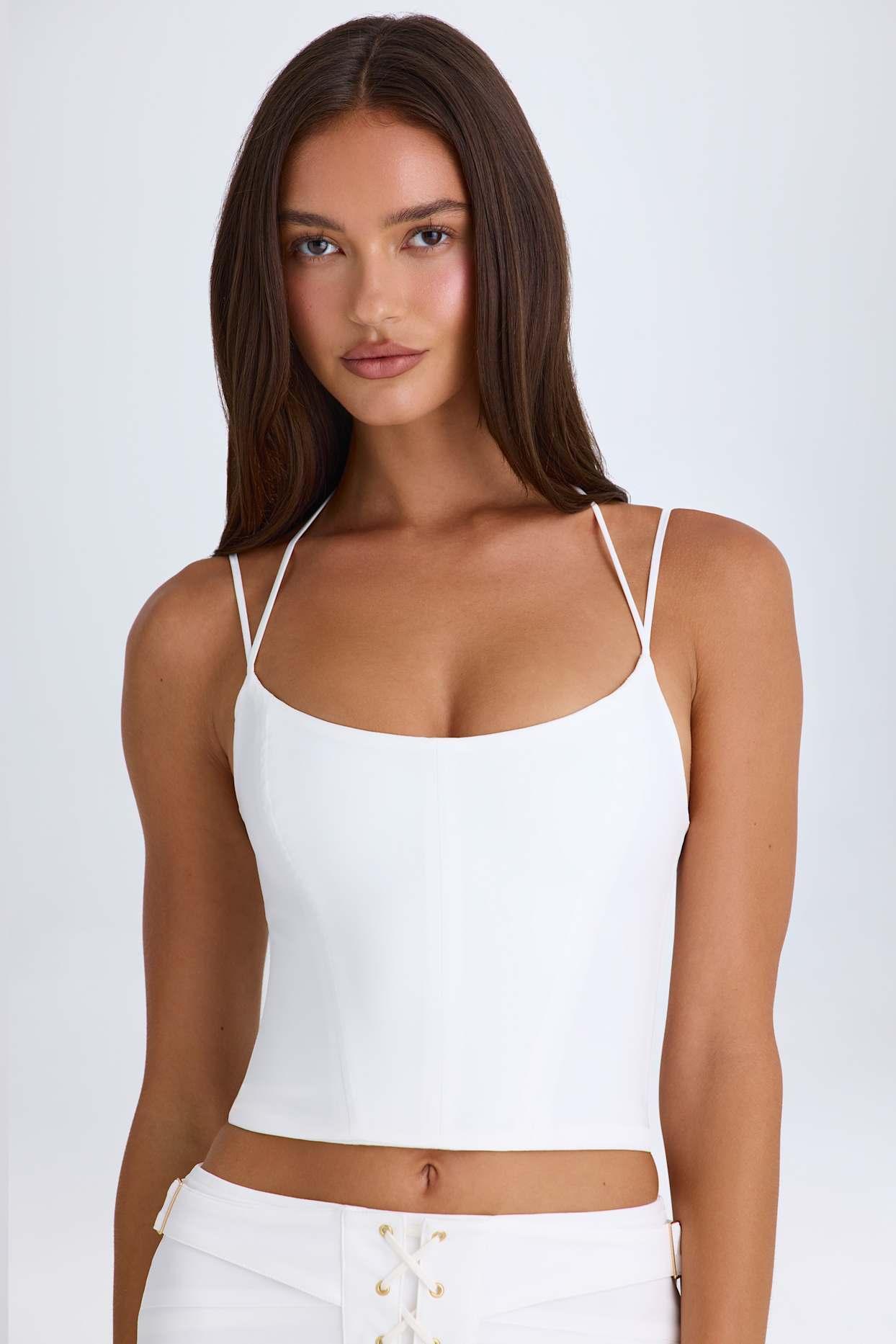 Halterneck Corset Top in White Product Image