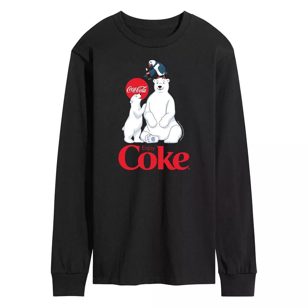 Men's CocaCola Polar Bears Long Sleeve Graphic Tee, Size: XL, Black Product Image