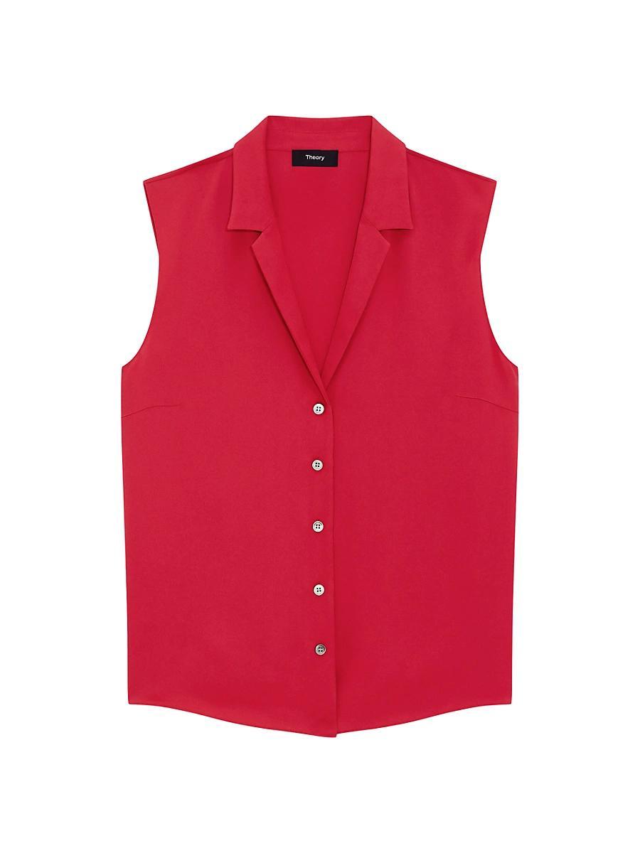 Womens Silk Sleeveless Button-Front Blouse Product Image