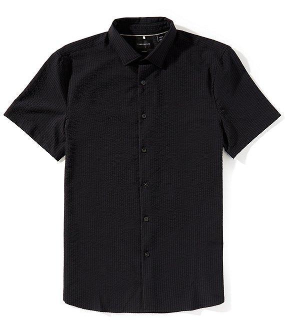 Perry Ellis Slim Fit Seersucker Performance Stretch Short Sleeve Woven Shirt Product Image