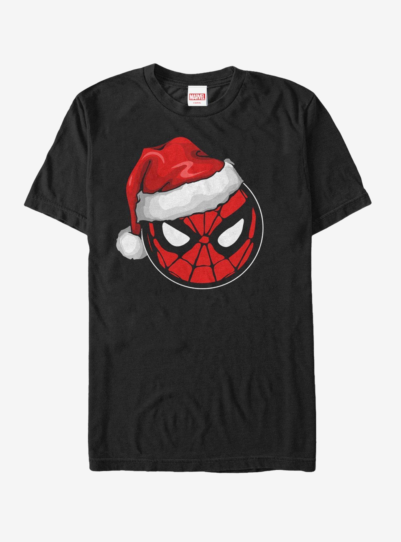 Marvel Christmas Spider-Man Santa Hat T-Shirt Product Image