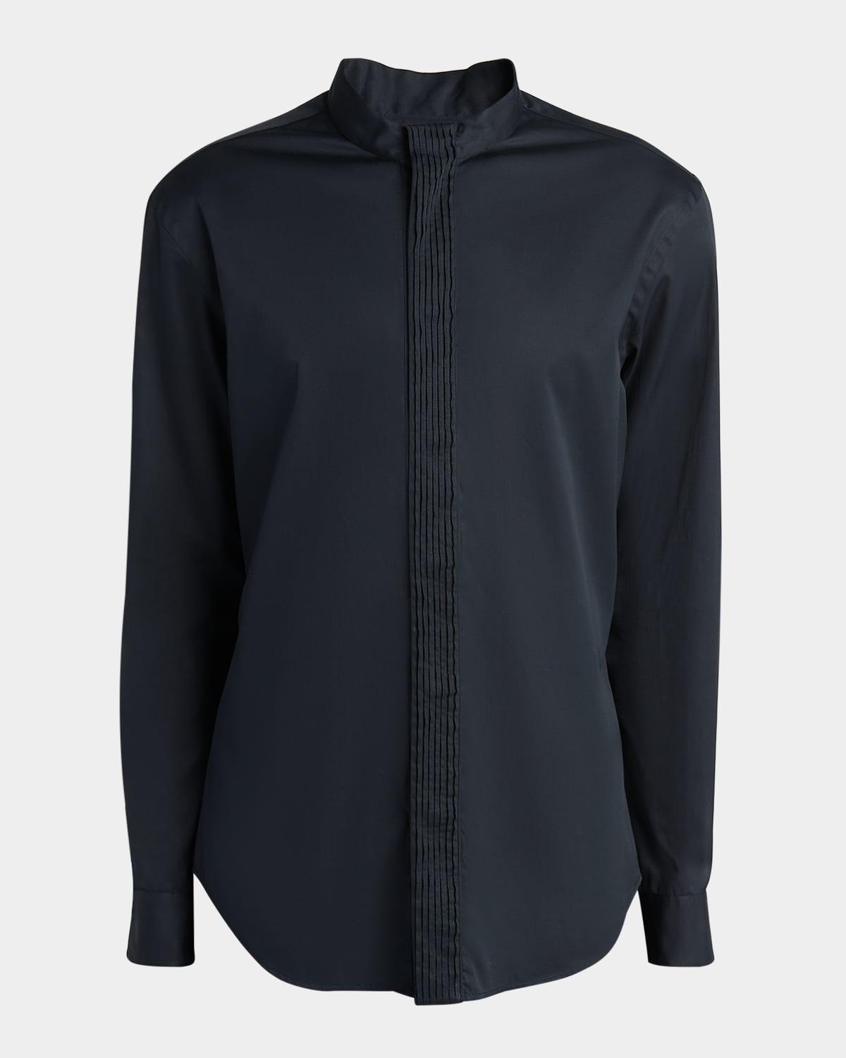 Mens Luxe Pleated Stripe Dress Shirt Product Image