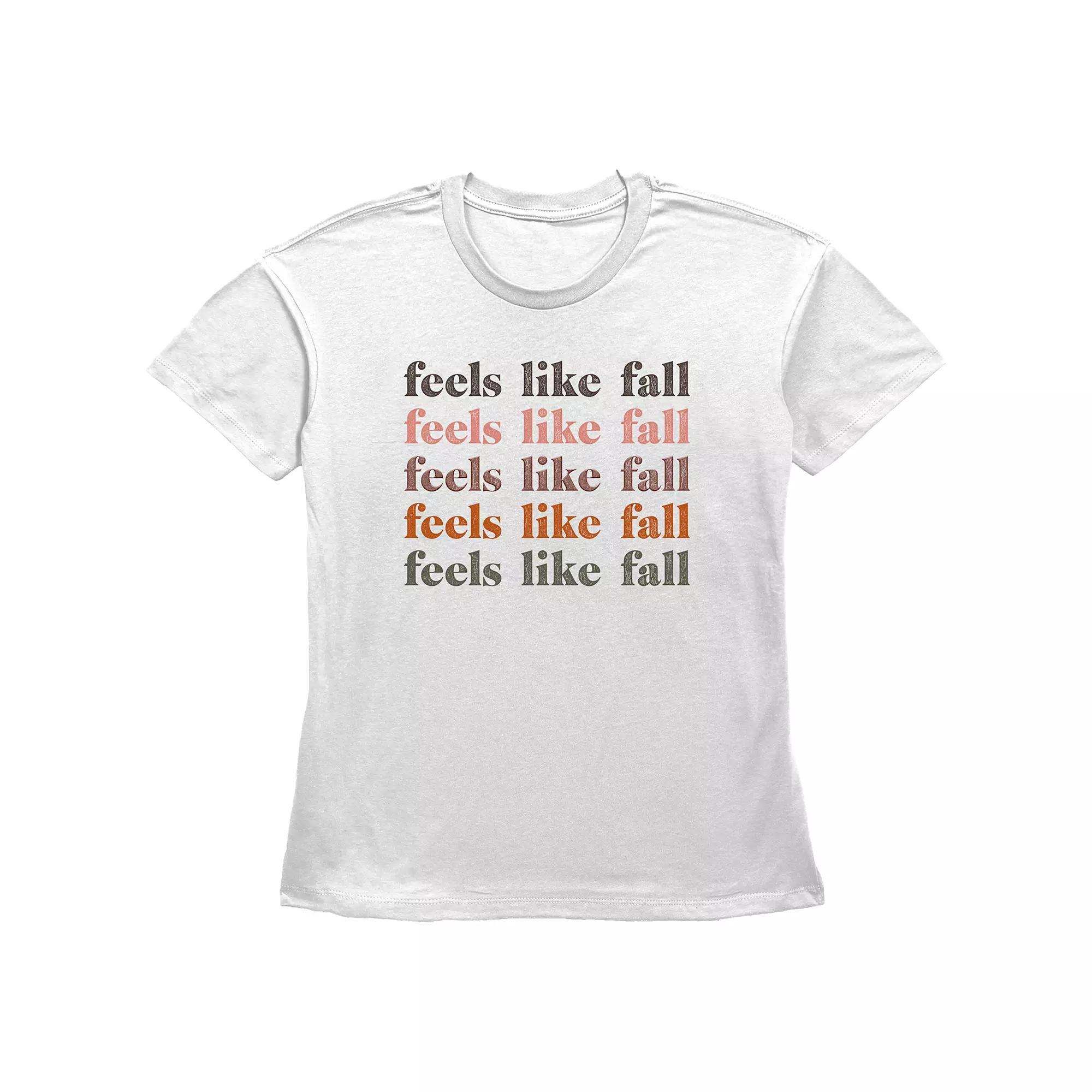 Juniors' Feels Like Fall Stack Text Graphic Tee, Women's, Size: XXL, White Product Image