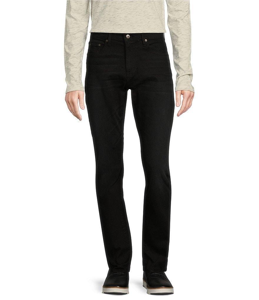 Premium Denim Straight Fit Black Stretch Jeans Product Image