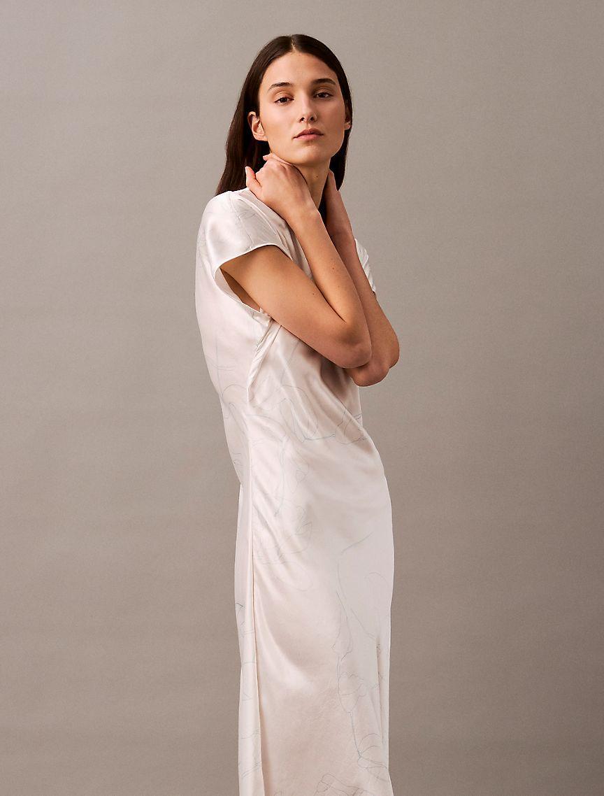 Crushed Satin Midi Sheath Dress Product Image