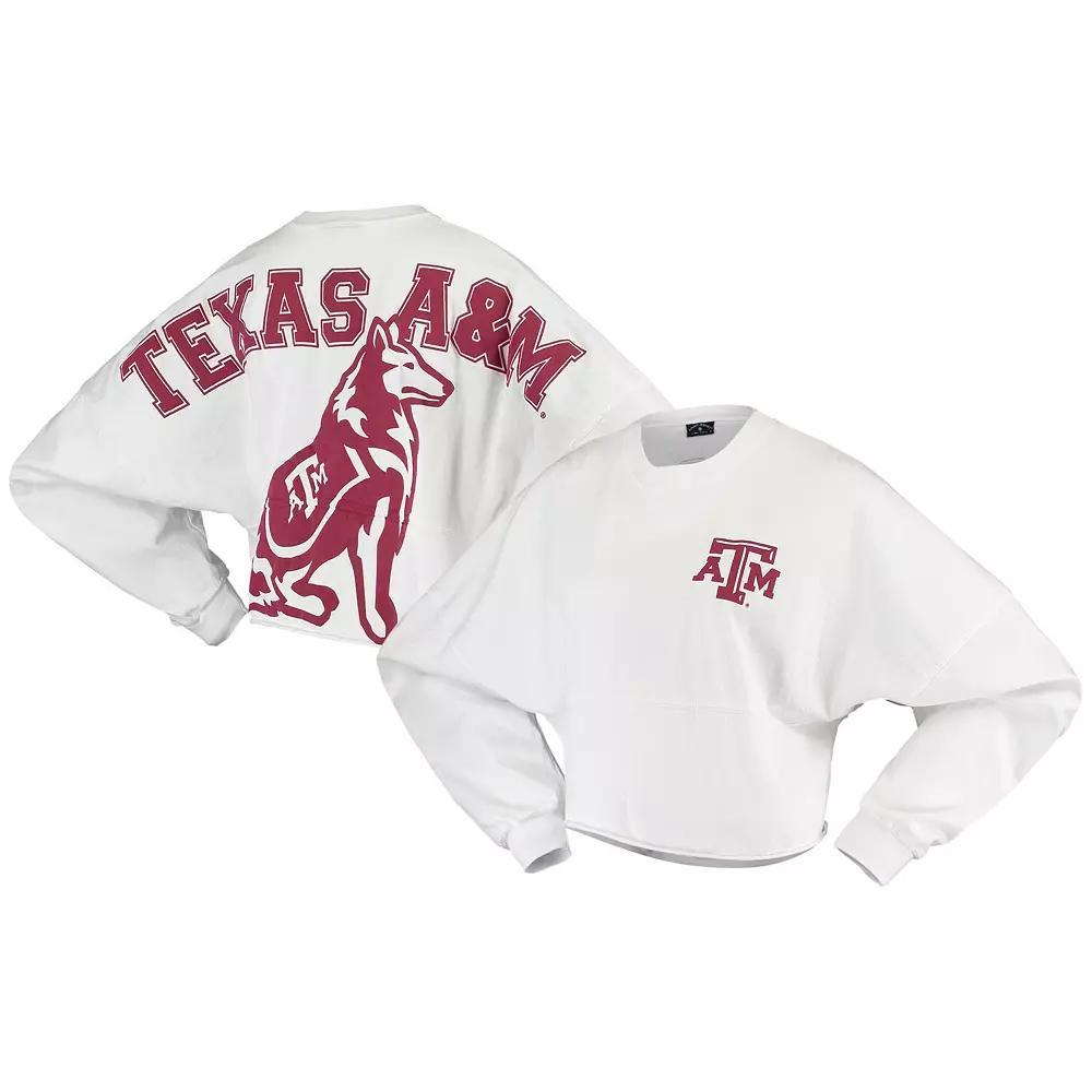 Women's White Texas A&M Aggies Raw Hem Cropped Spirit Jersey Long Sleeve T-Shirt, Size: 2XL Product Image
