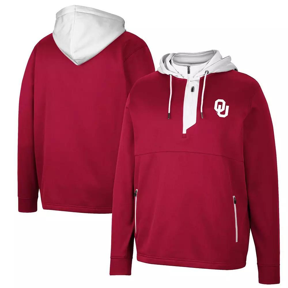 Men's Colosseum Crimson Oklahoma Sooners Luge 3.0 Quarter-Zip Hoodie, Size: Large, Red Product Image