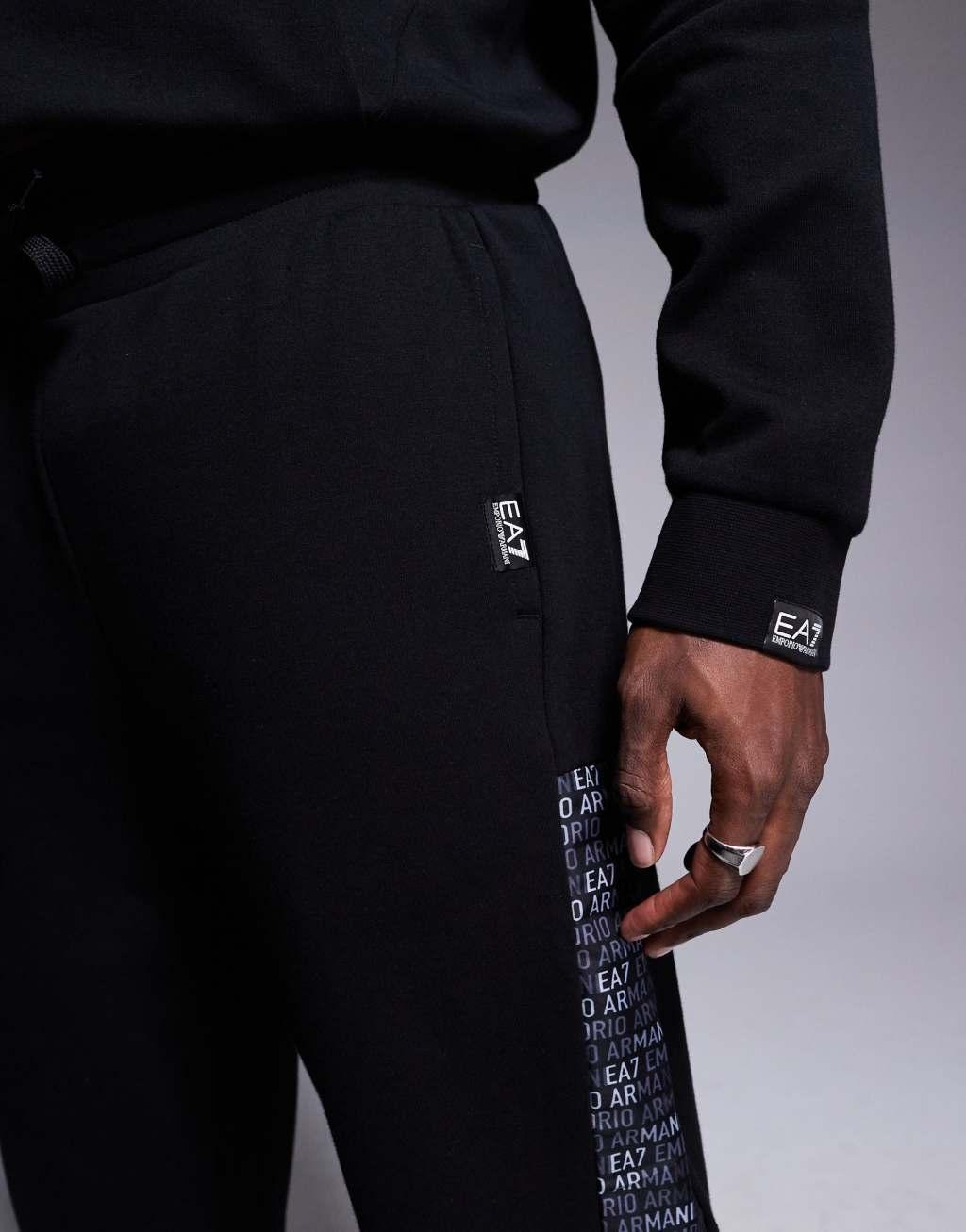 Armani EA7 sweatpants with logo tape detail in black - part of a set Product Image