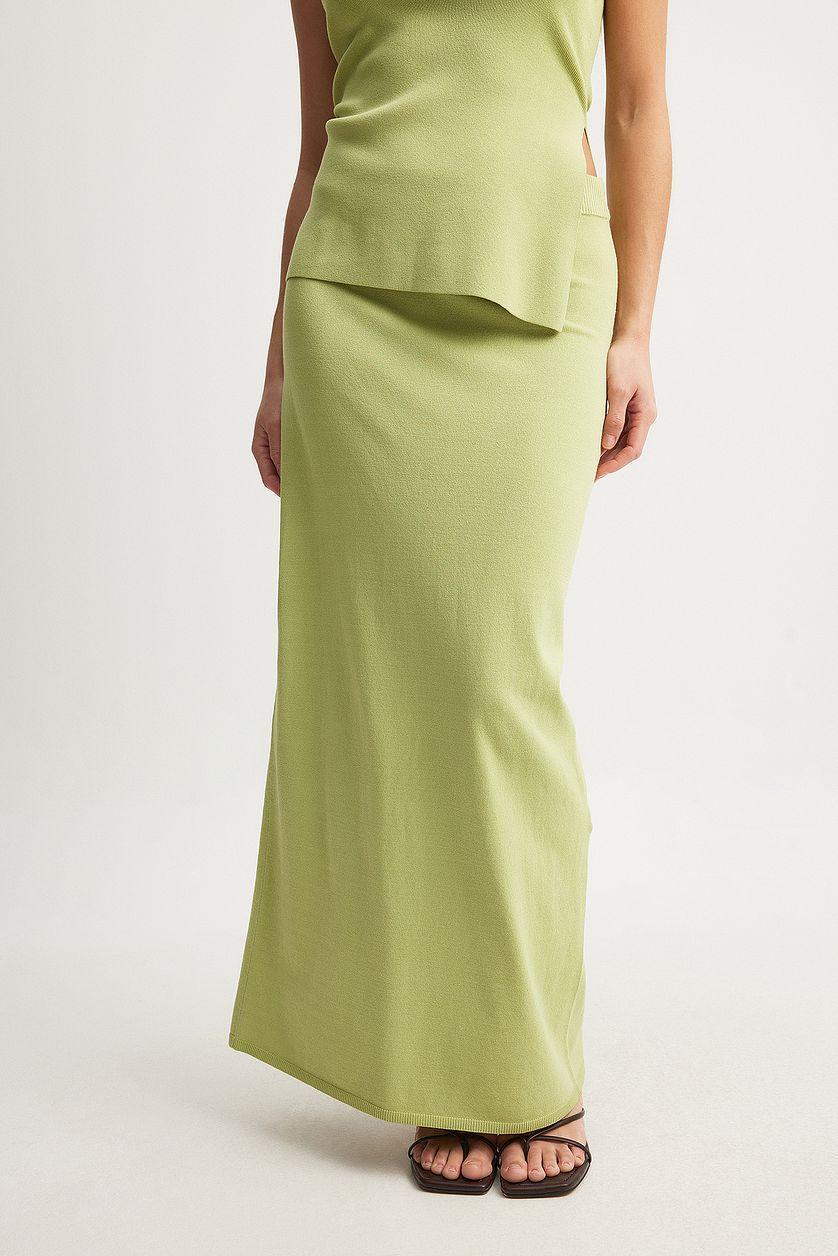 Knitted Midi Skirt Green Product Image