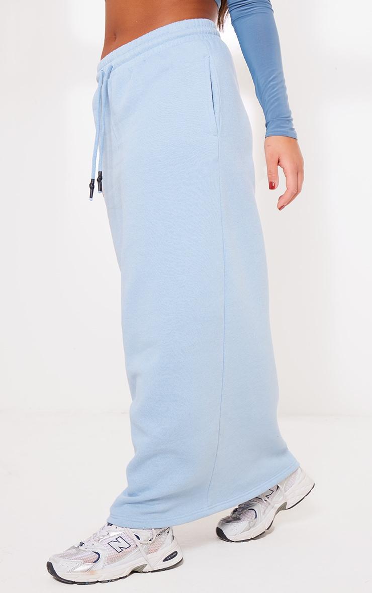 Dusty Blue Sweat Drawstring Midi Skirt Product Image