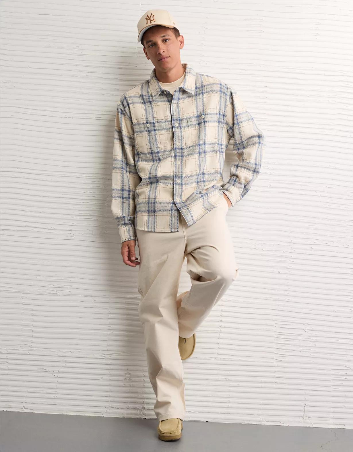 AE Textured Flannel Shirt Product Image