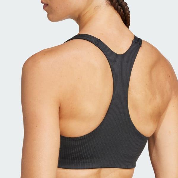 adidas Powerimpact Rib Medium Support Training Bra Black M A-B Womens Product Image