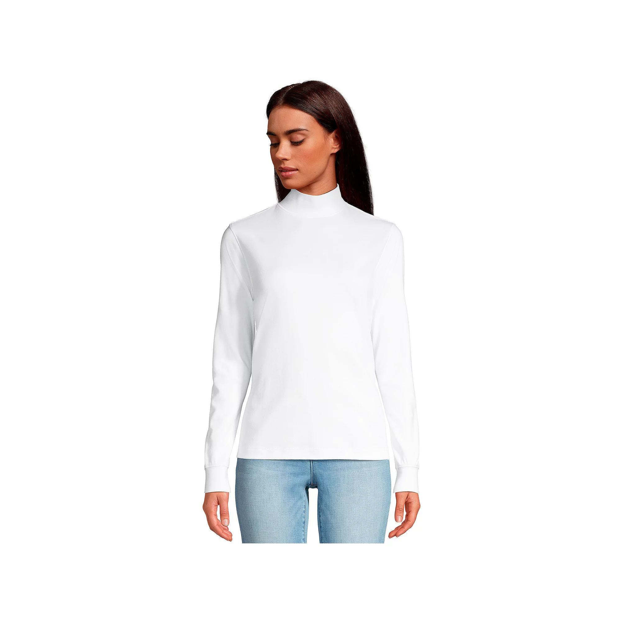 Petite Lands' End Relaxed Long Sleeve Mockneck Top, Women's,  Product Image