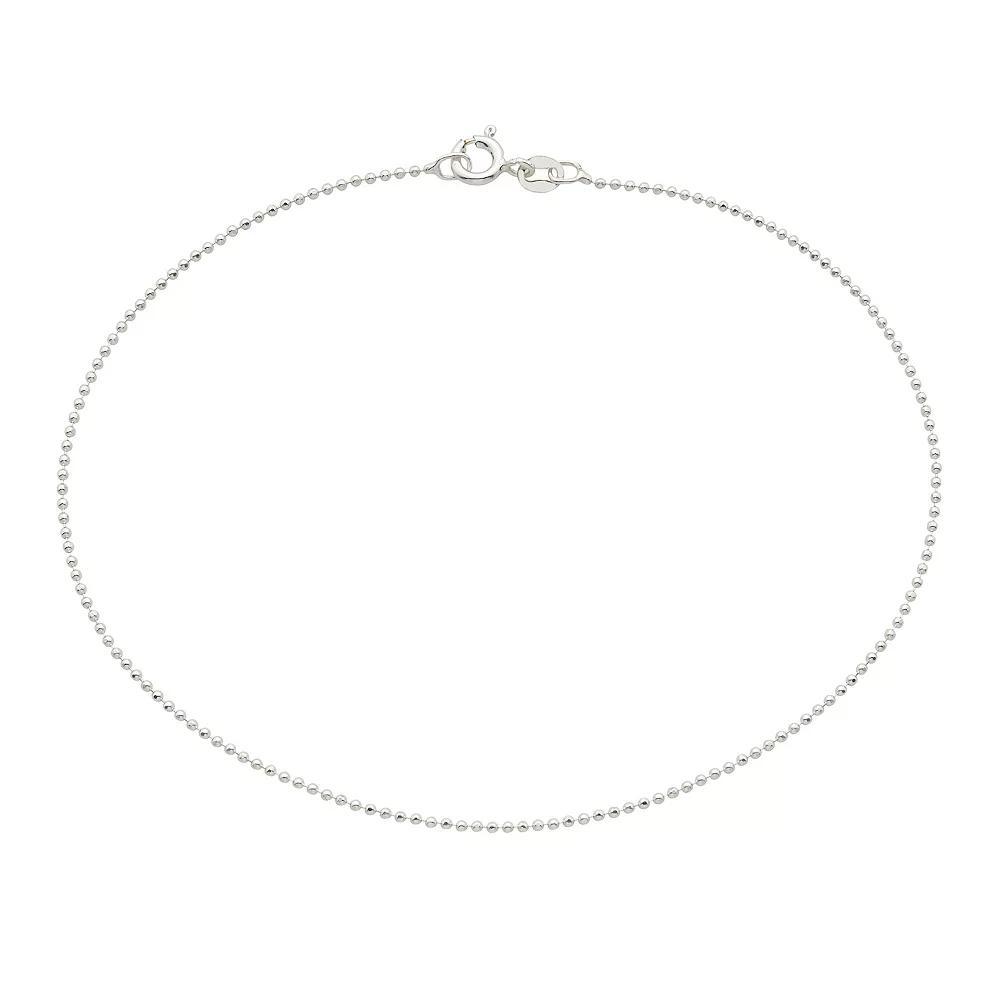 Sterling Silver Bead Anklet, Womens Product Image