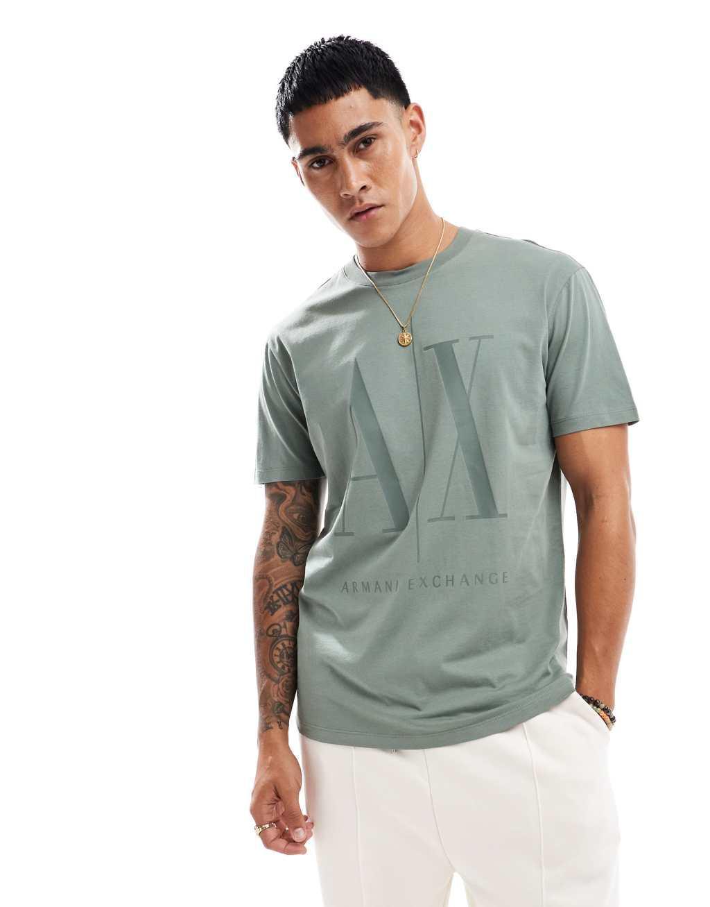 Armani Exchange chest logo T-shirt in green Product Image