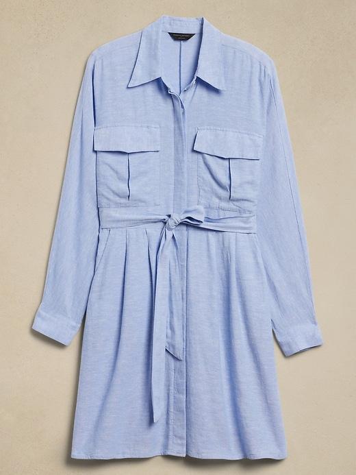 Linen-Blend Utility Mini Shirtdress Product Image