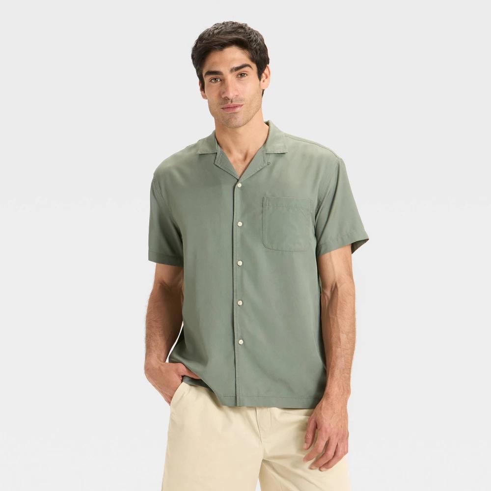 Men's Vacay Soft Twill Camp Shirt - Goodfellow & Co™ - Green S Product Image