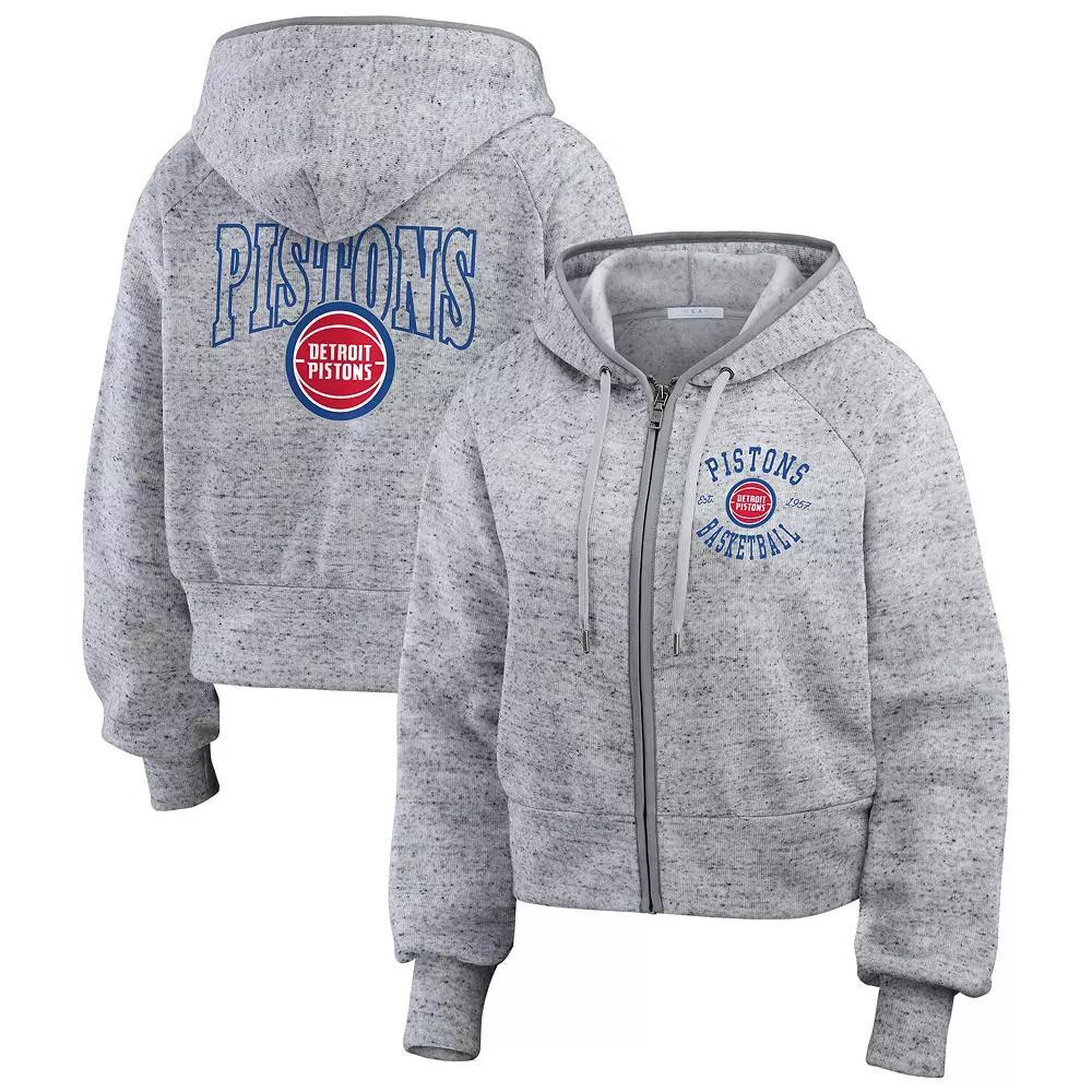 Women's WEAR by Erin Andrews Heather Gray Detroit Pistons Speckled Radiator Full-Zip Hoodie,  Product Image