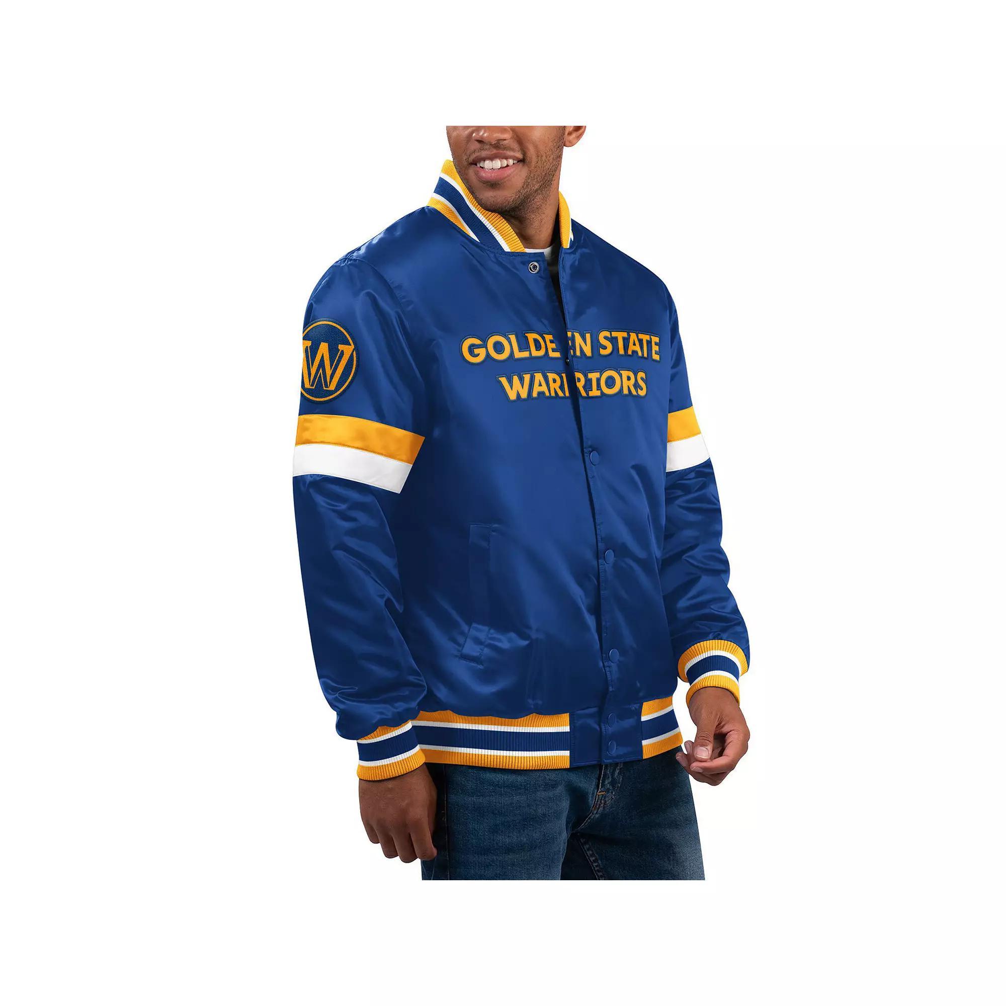 Men's Starter Royal Golden State Warriors Home Game Satin Full-Snap Varsity Jacket,  Product Image