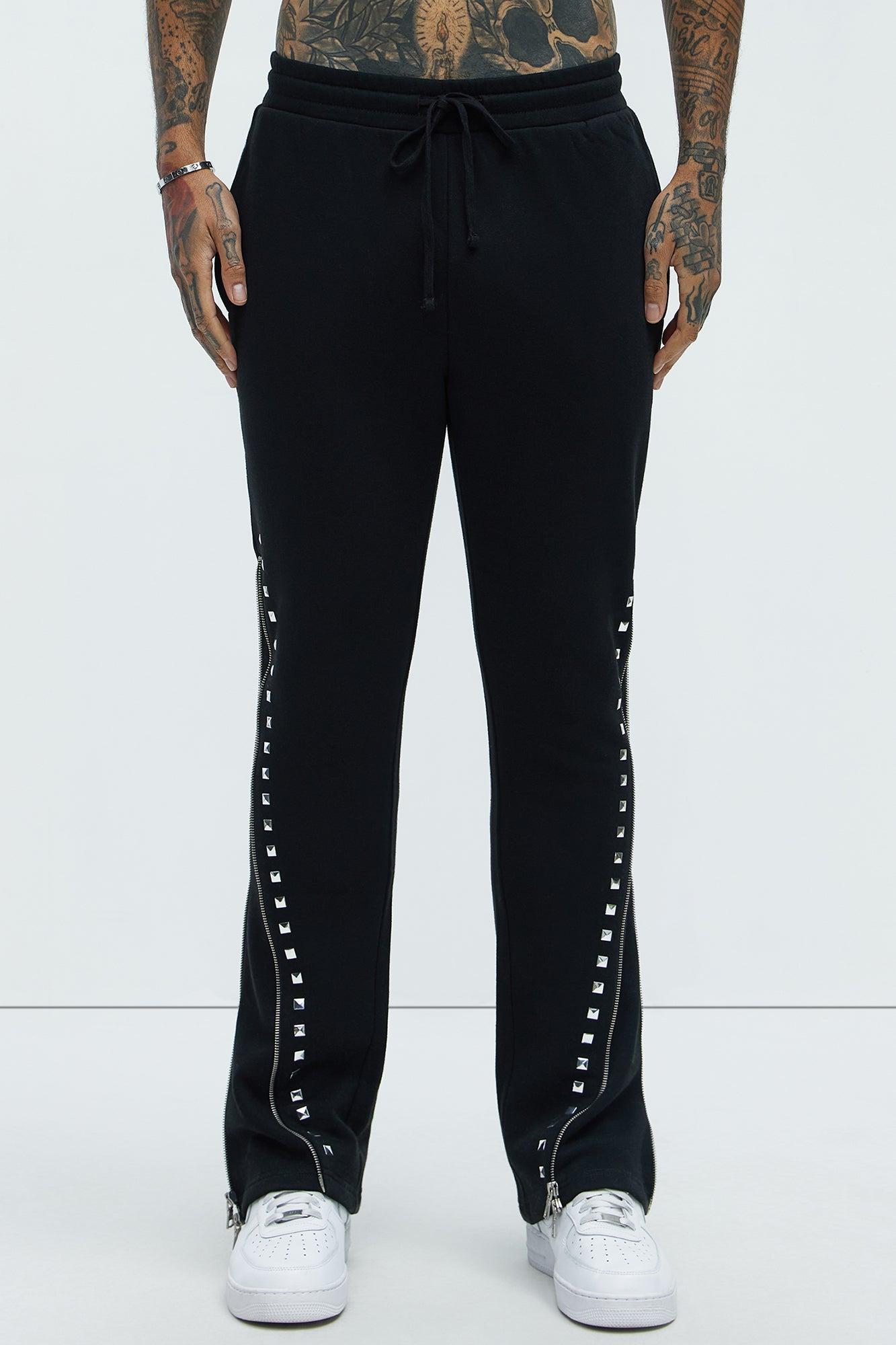 Tyson Sleaze Studded Skinny Flare Sweatpants - Black Product Image