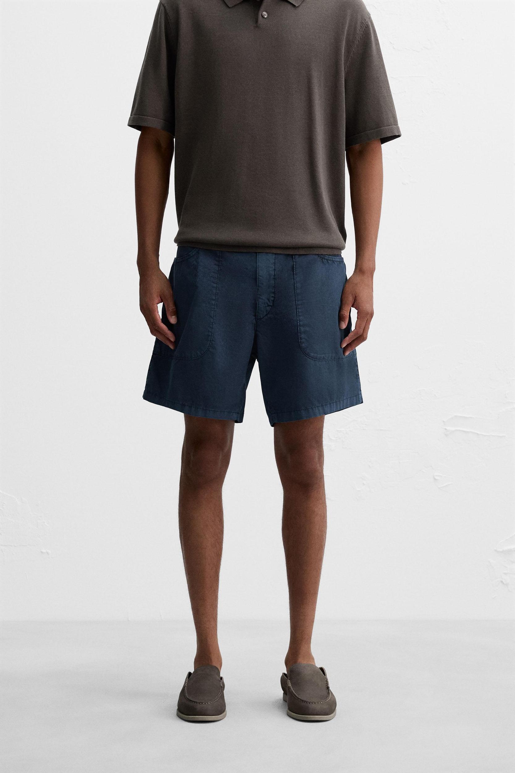 WASHED COTTON BERMUDA SHORTS Product Image