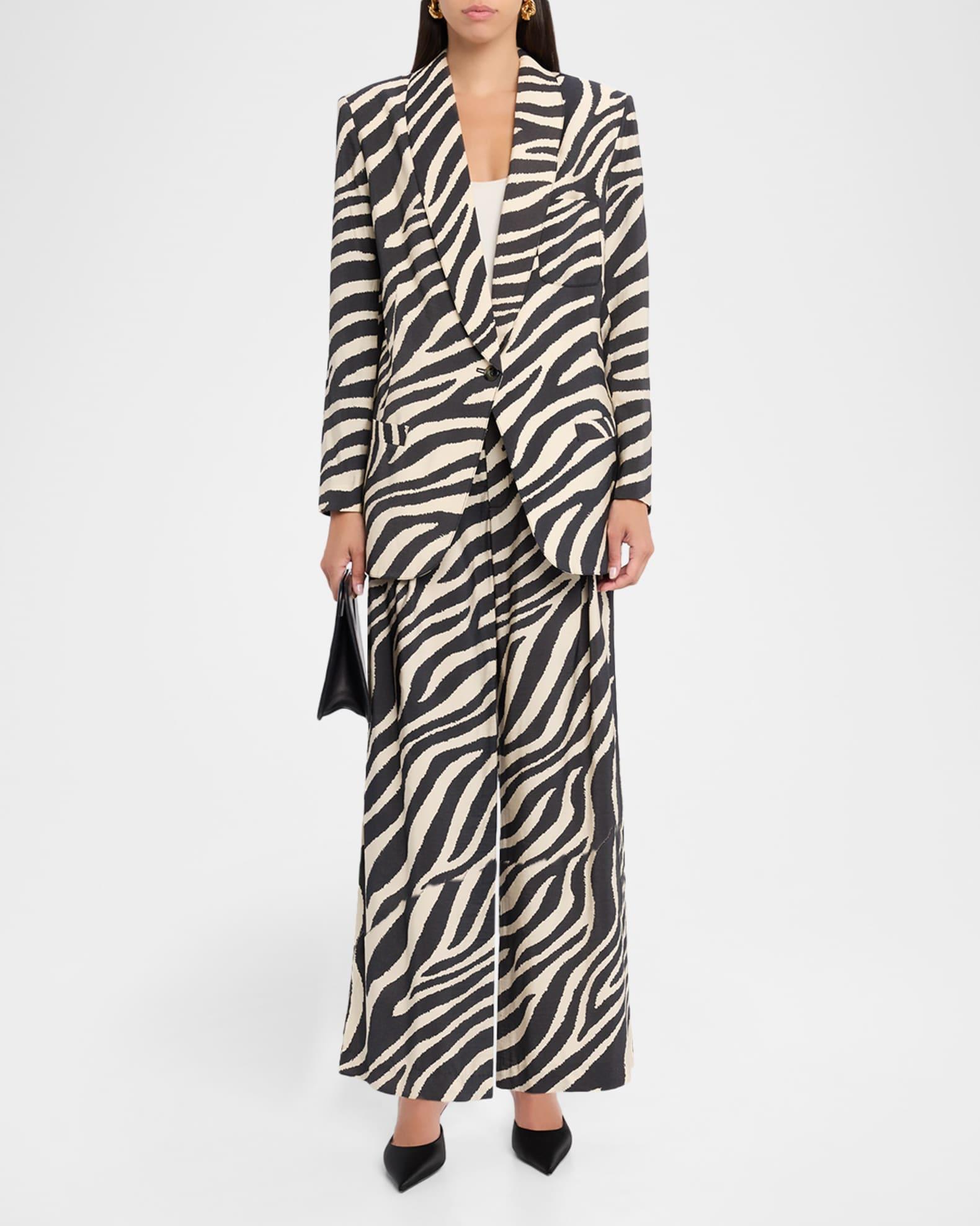 Zebra Cropped Pleated Trousers Product Image