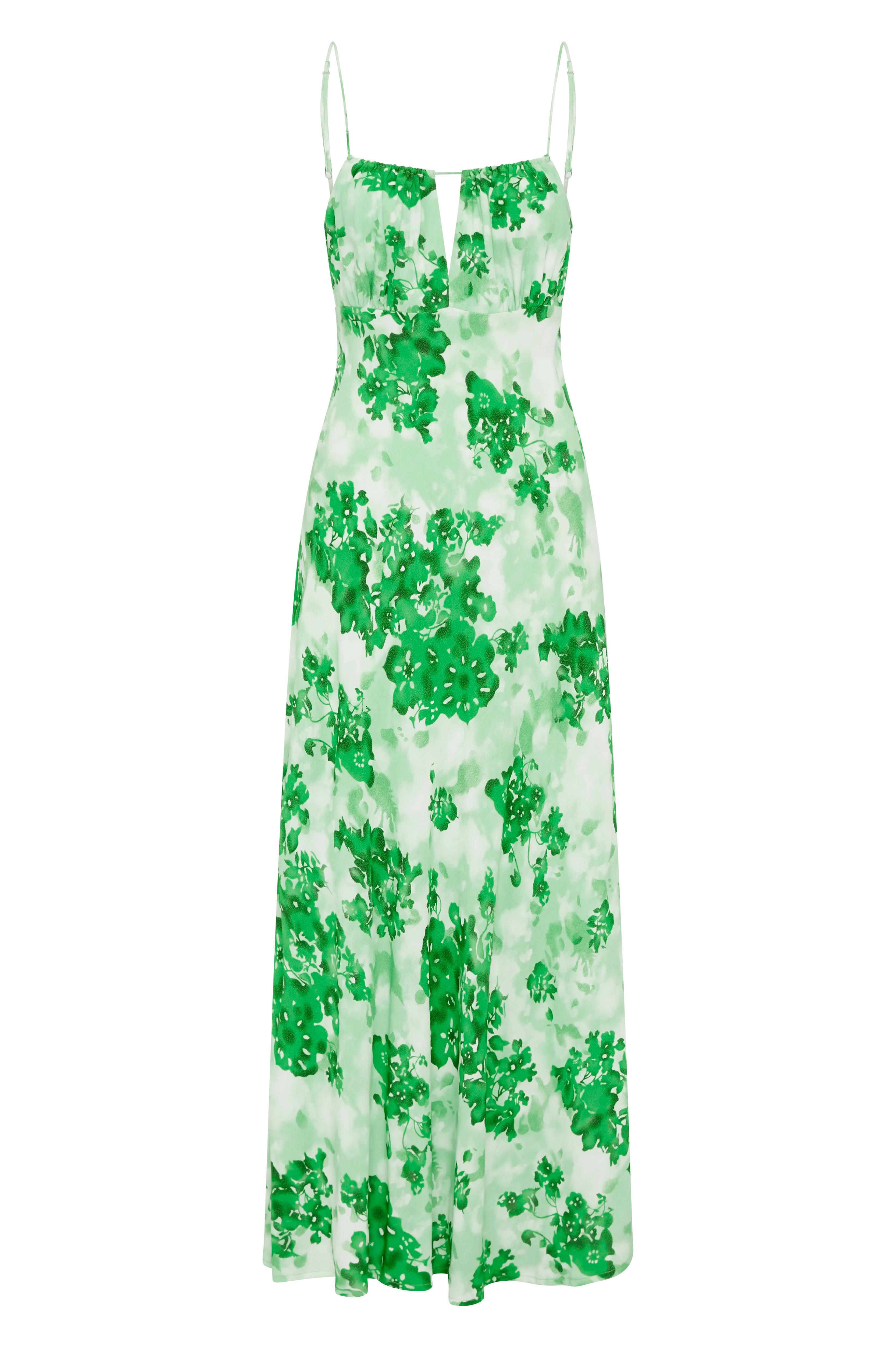 San Paolo Midi Dress Rosella Floral Green - Final Sale Product Image