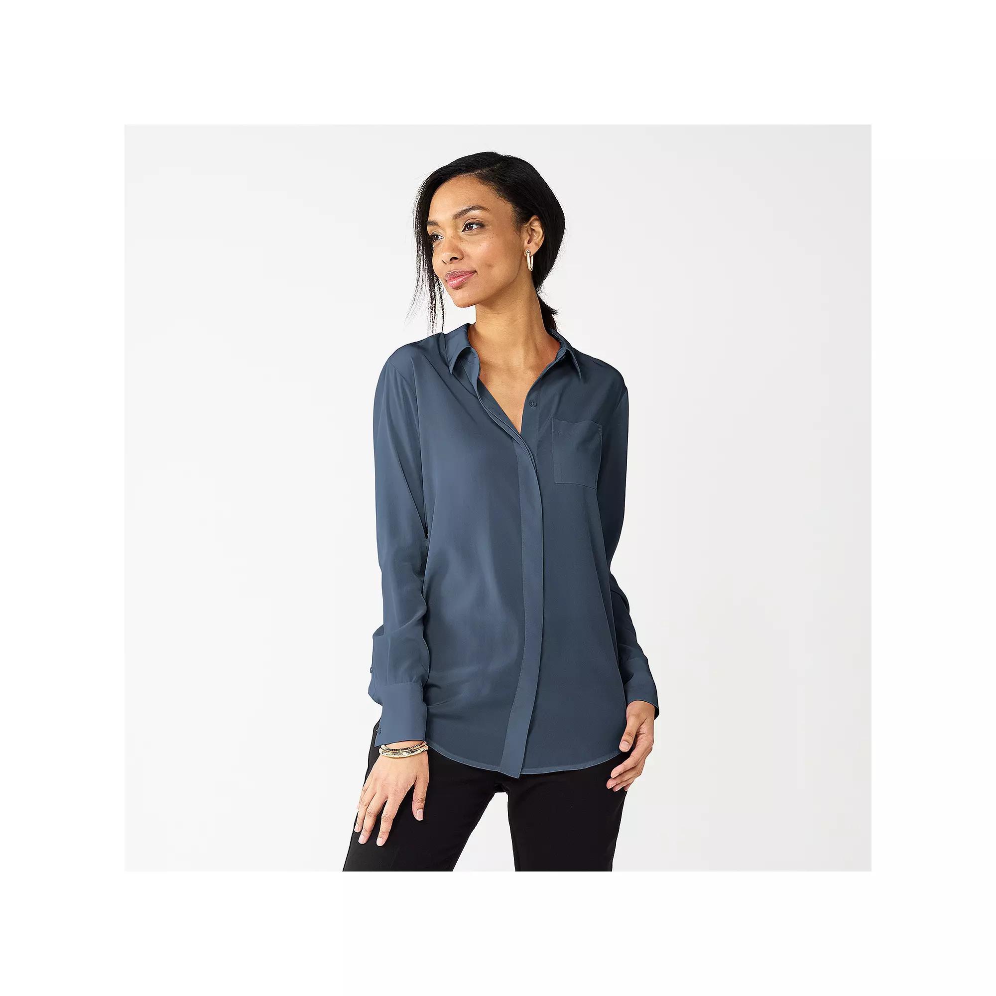 Women's Nine West Drapey Button Down Shirt,  Product Image