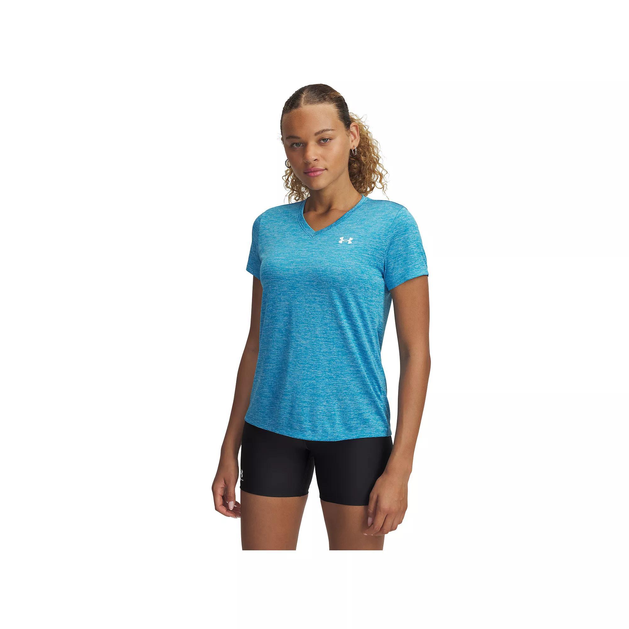 Women's Under Armour Tech™ V-Neck Short Sleeve Tee, Size: Small, Ether Blue Twist Product Image
