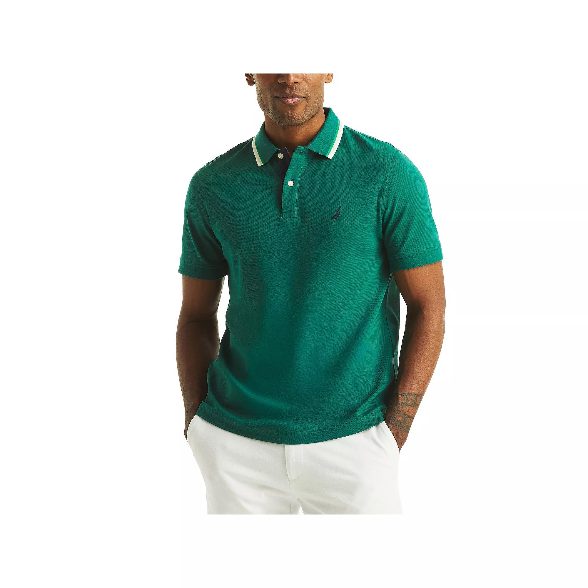 Men's Nautica Classic Fit Interlock Polo, Size: Large, Green Leaf Product Image