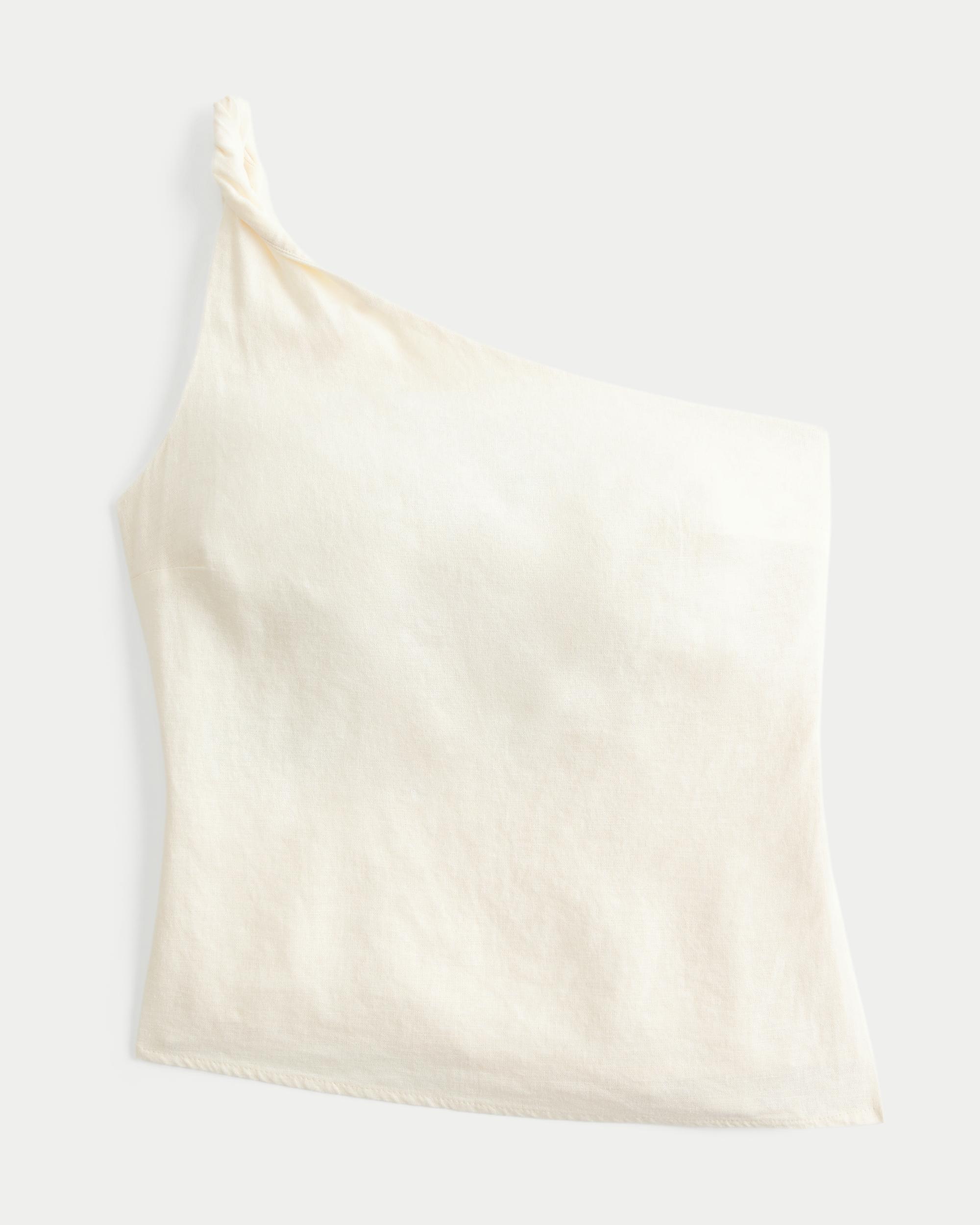 Linen-Blend One-Shoulder Top Product Image