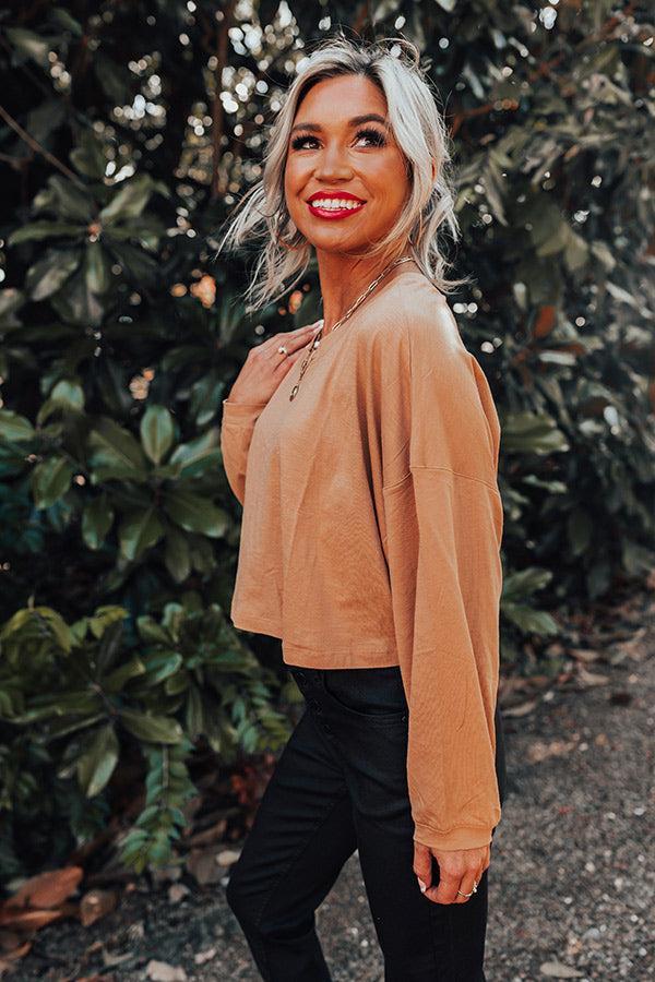 Newly Obsessed Crop Top In Camel Product Image