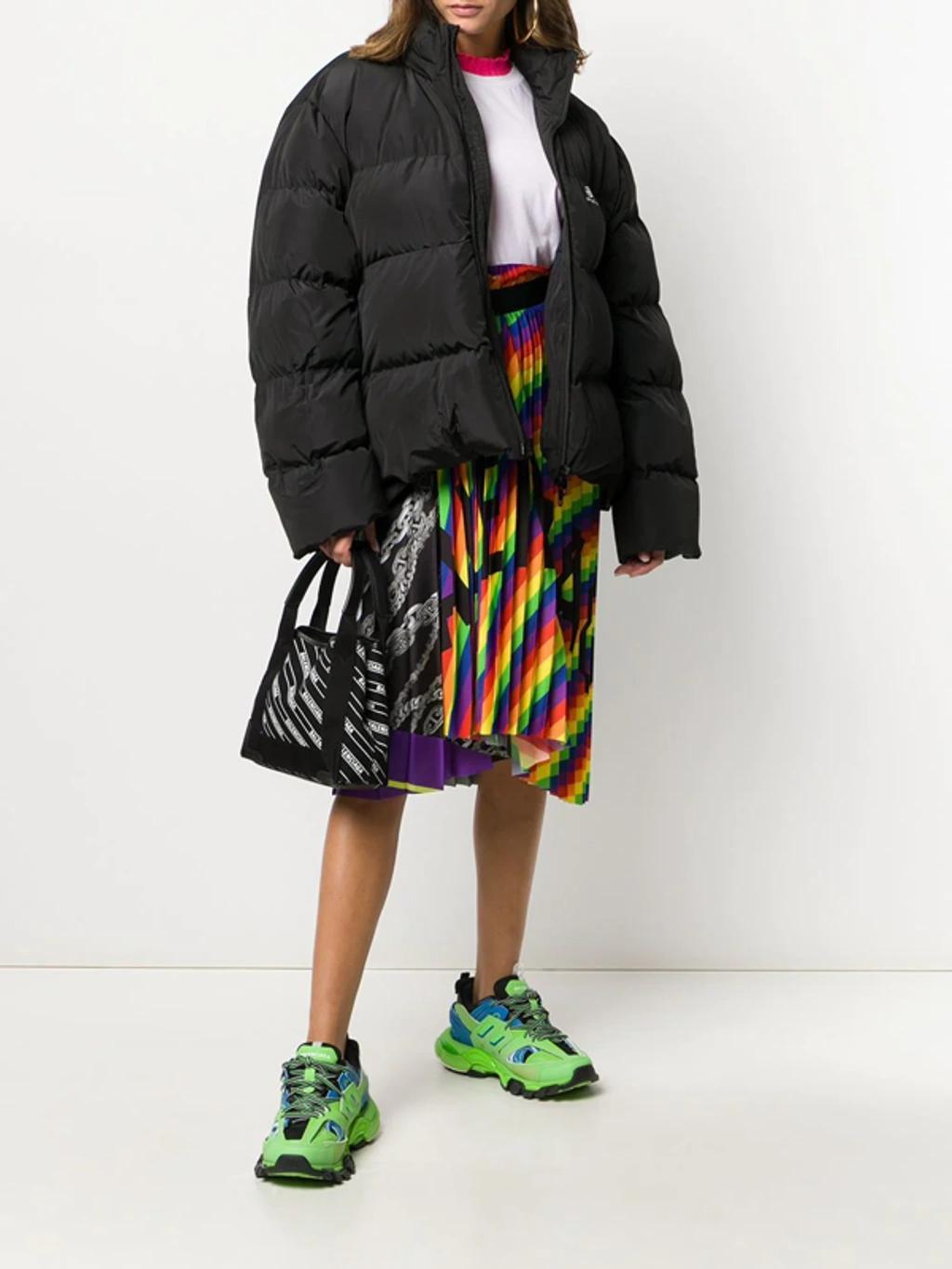 BALENCIAGA C-shape Oversized Hooded Quilted Shell Jacket In Black Product Image