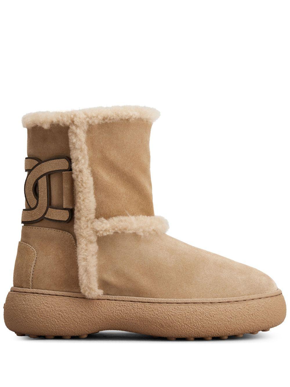 TOD'S Suede Leather Boots In Beige Product Image