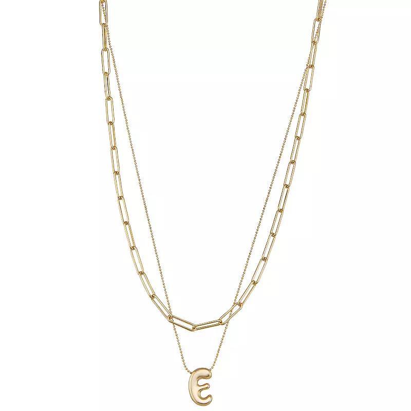 Nine West Puffy Initial Pendant Layered Necklace, Womens Product Image