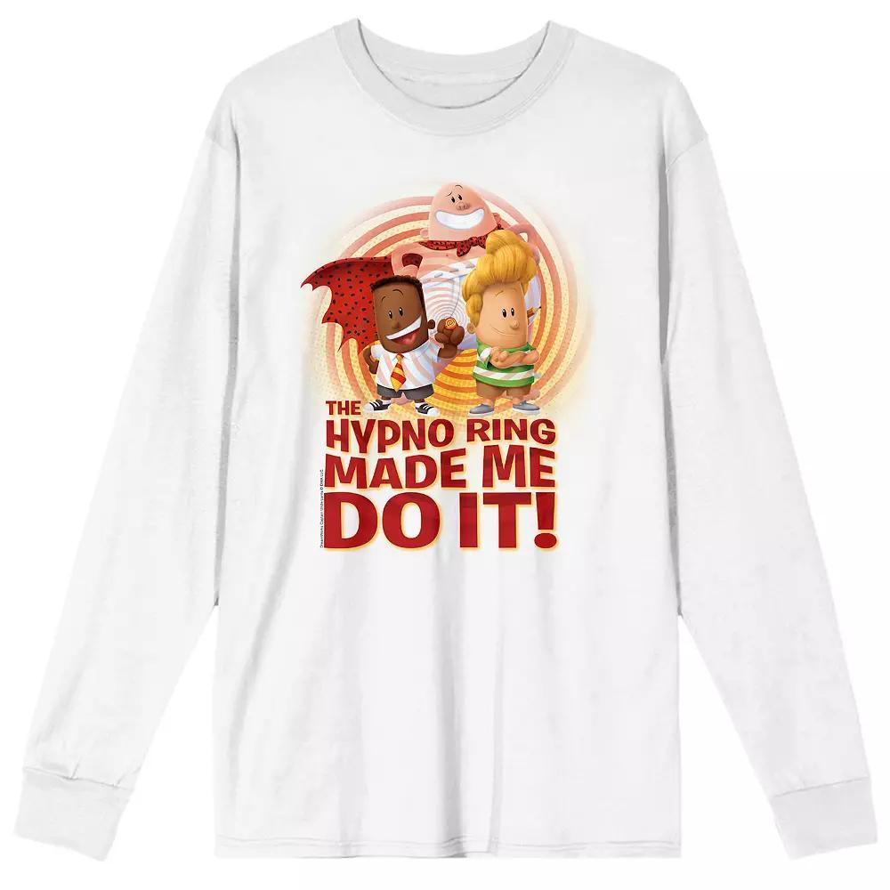 Men's Captain Underpants "Hypno Ring Made Me Do It" Long Sleeve Graphic Tee,  Product Image
