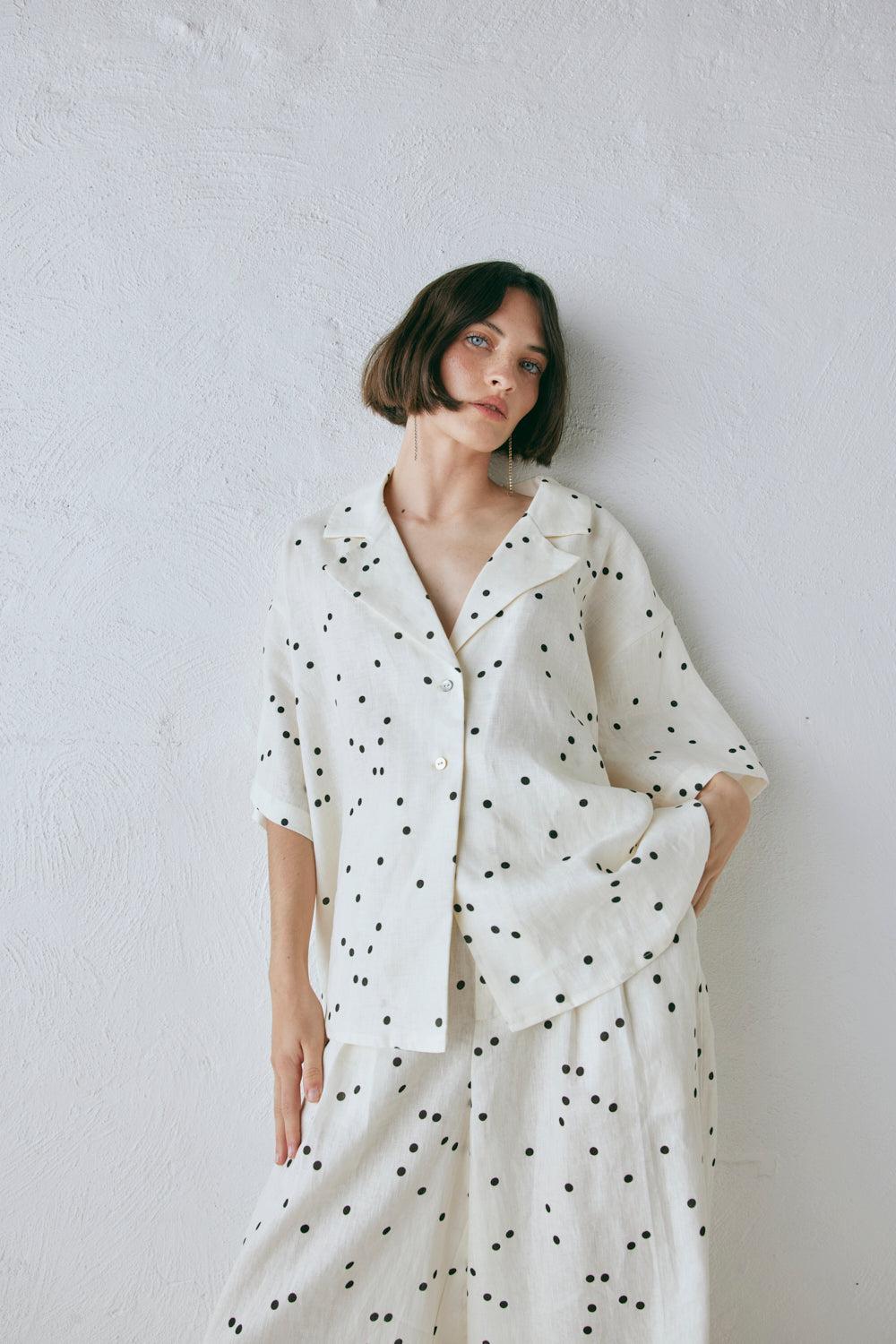 Anke Linen Shirt Dot Product Image