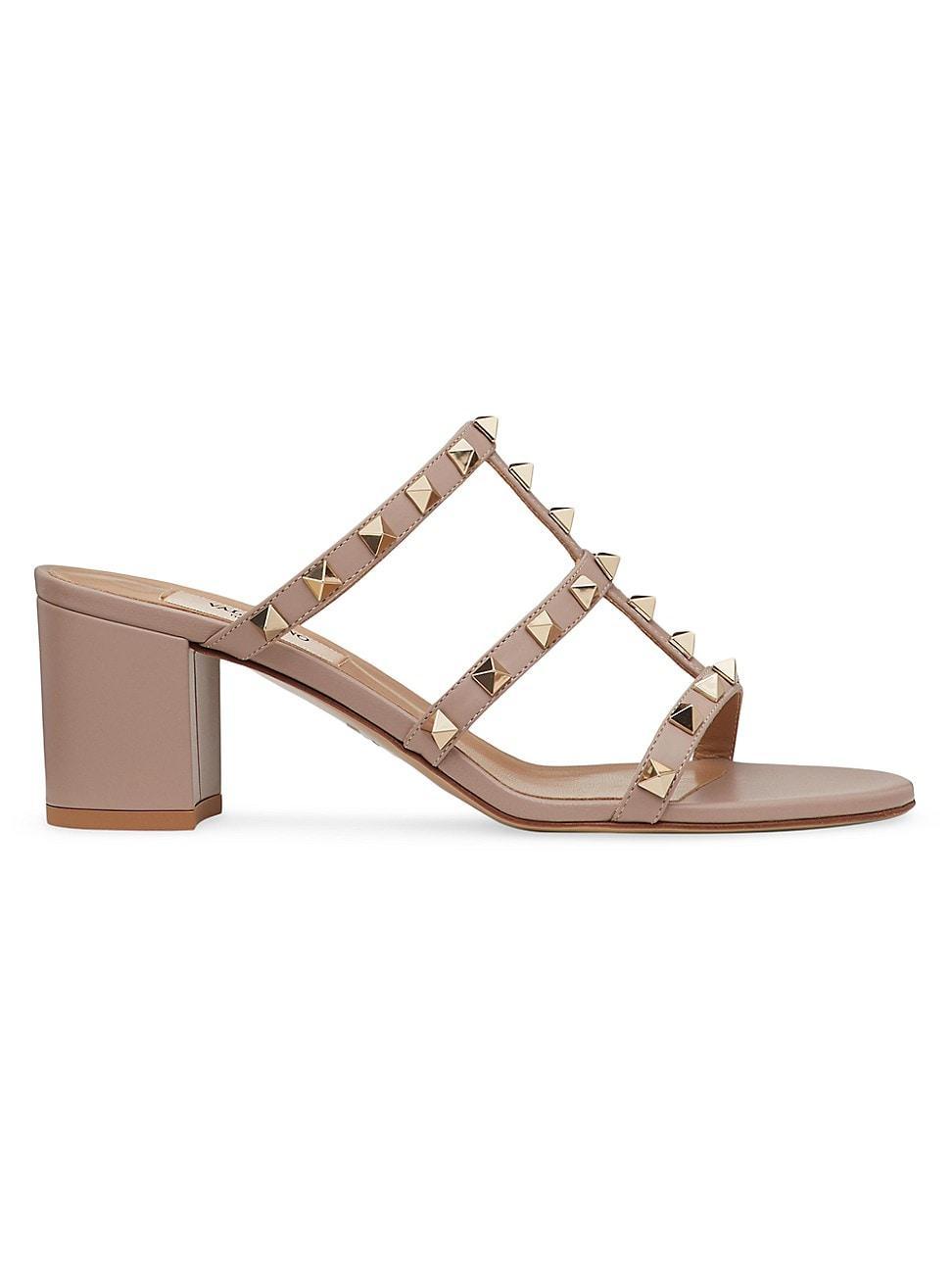 Rockstud Caged Block-Heel Slide Sandals Product Image