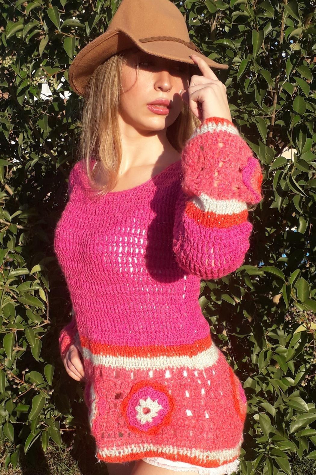 Crochet Pink Sweater Product Image