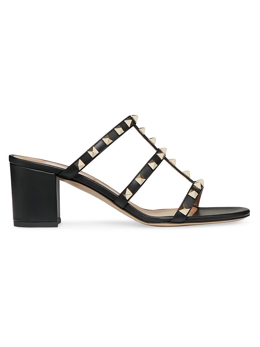 Rockstud Caged Block-Heel Slide Sandals Product Image