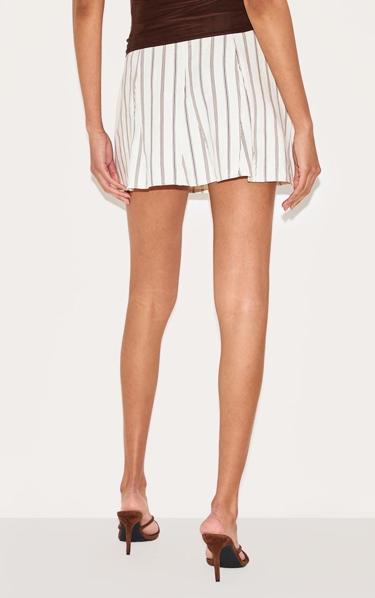  Cream Pinstripe Peach Skin Flippy Mini Skirt Product Image