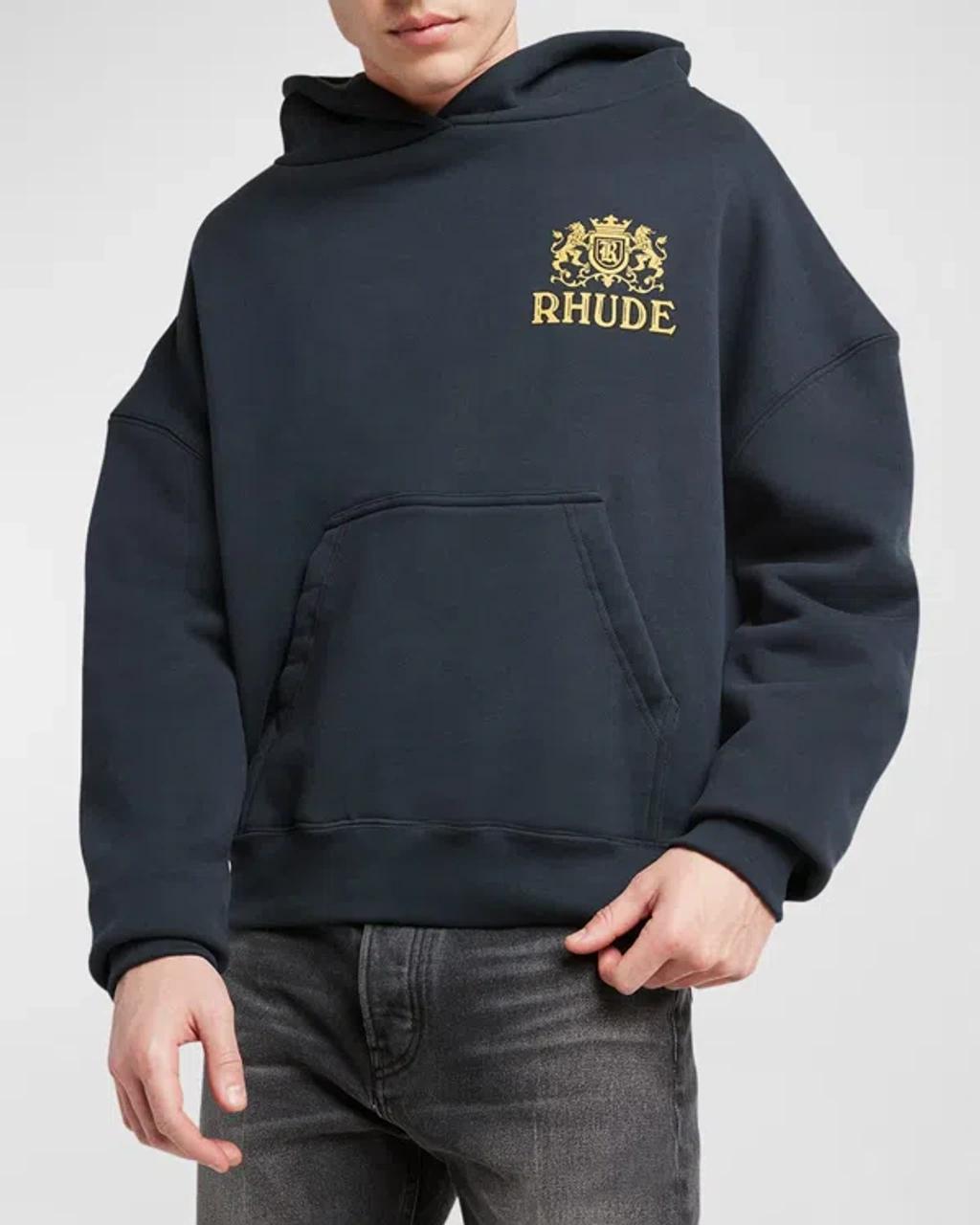 RHUDE Mens Vtg Black Cresta Brand-print Cotton-jersey Hoody Product Image