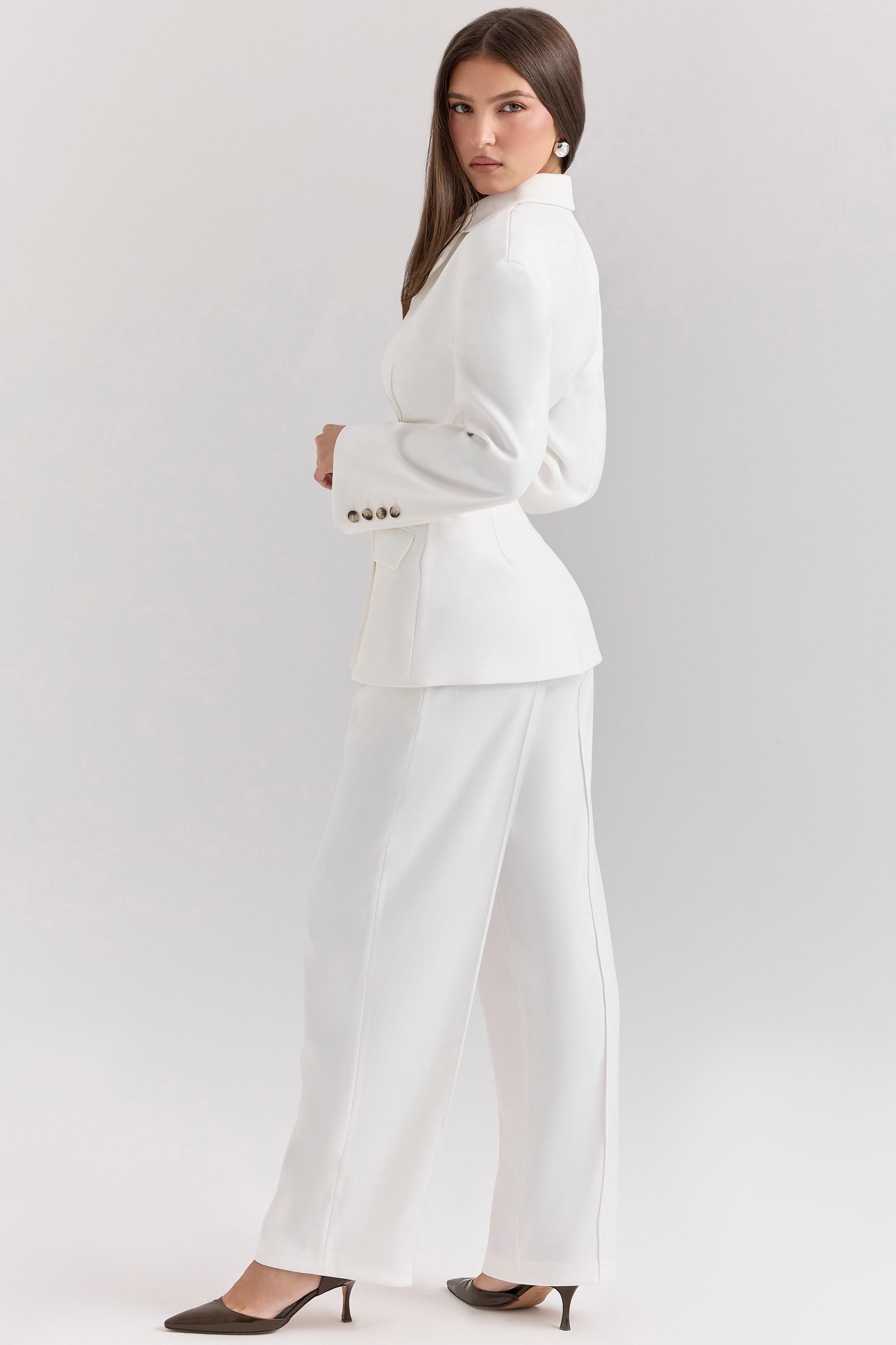 Hayden White Wide Leg High Waist Tailored Trousers Product Image