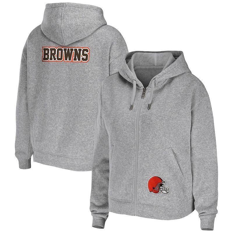 Women's WEAR by Erin Andrews Heathered Gray Cleveland Browns Team Full-Zip Hoodie, Size: XS, Grey Product Image