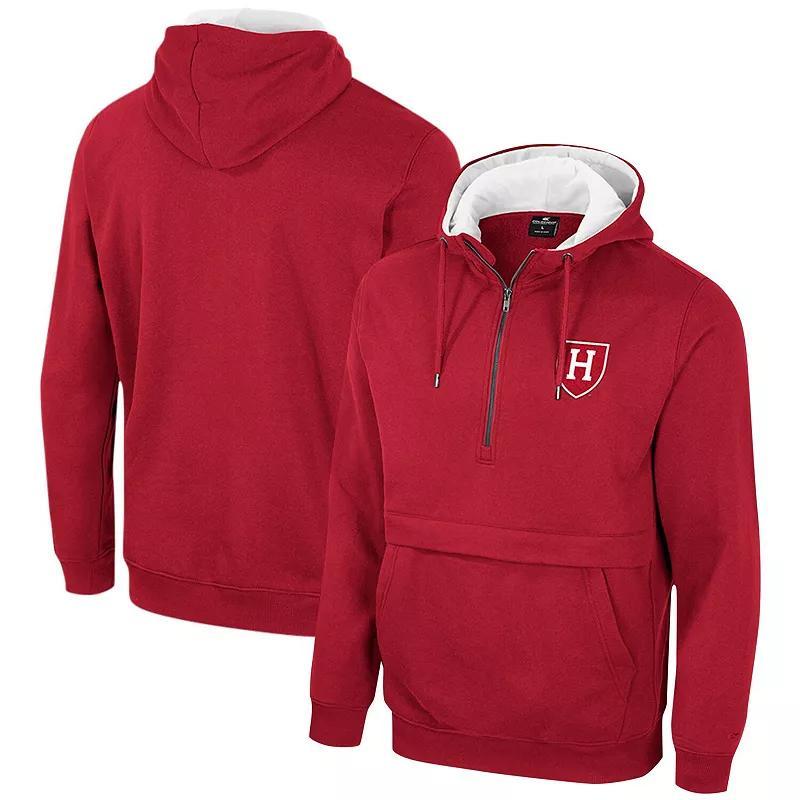 Men's Colosseum Crimson Harvard Crimson Team Half-Zip Pullover Hoodie, Size: Medium, Har Red Product Image