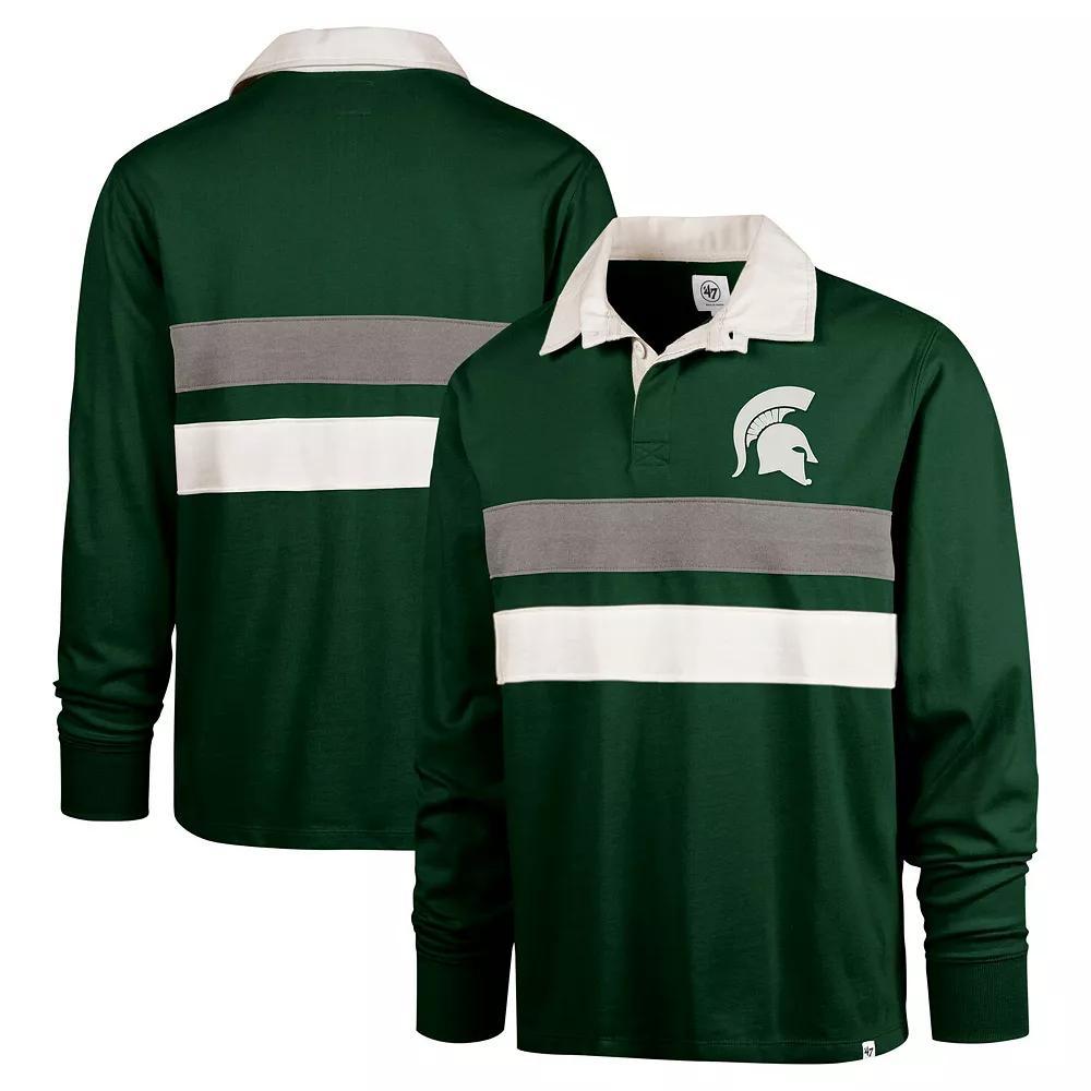 Men's '47 Green Michigan State Spartans Clubhouse Knox Thames Long Sleeve Rugby Polo,  Product Image