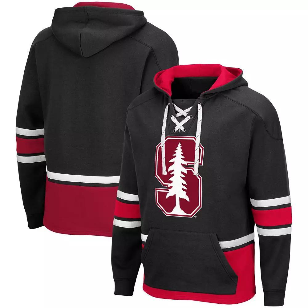 Men's Colosseum Black Stanford Cardinal Lace Up 3.0 Pullover Hoodie, Size: Medium Product Image